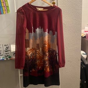 Yuri long sleeve dress with Paris on it